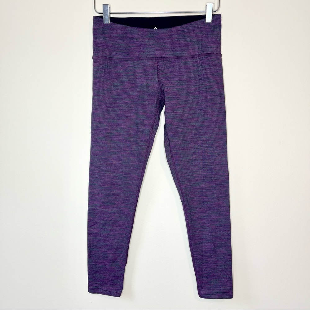 Tuff Athletics Purple Grey Space Dye Heathered Workout Leggings Size S